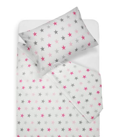 Bērnu katūna gultas veļa STARS 10-0052-L.GREY/L.PINK 100x145, 40x60, 107x150 cm