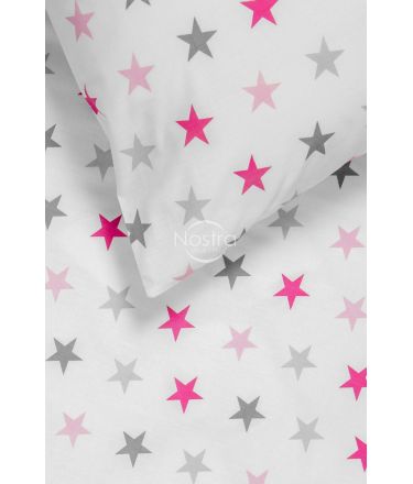 Bērnu katūna gultas veļa STARS 10-0052-L.GREY/L.PINK 100x145, 40x60, 107x150 cm