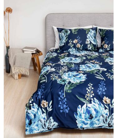 PREMIUM mako satīna gultas veļa CELINE 20-1541-BLUE 140x200, 50x70 cm