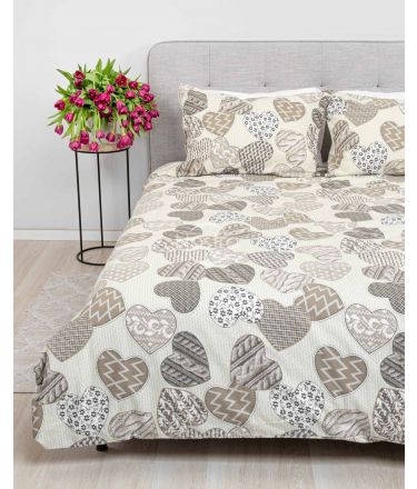 Flannel bedding set BAILEY 40-1439-BEIGE 200x220, 70x70 cm