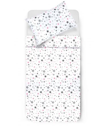 Bērnu katūna gultas veļa STARRY SKY 10-0475-WHITE PINK 140x200, 50x70 cm