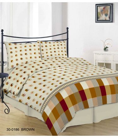 Kokvilnas gultas veļa DAWSON 30-0186-BROWN 200x220, 50x70 cm