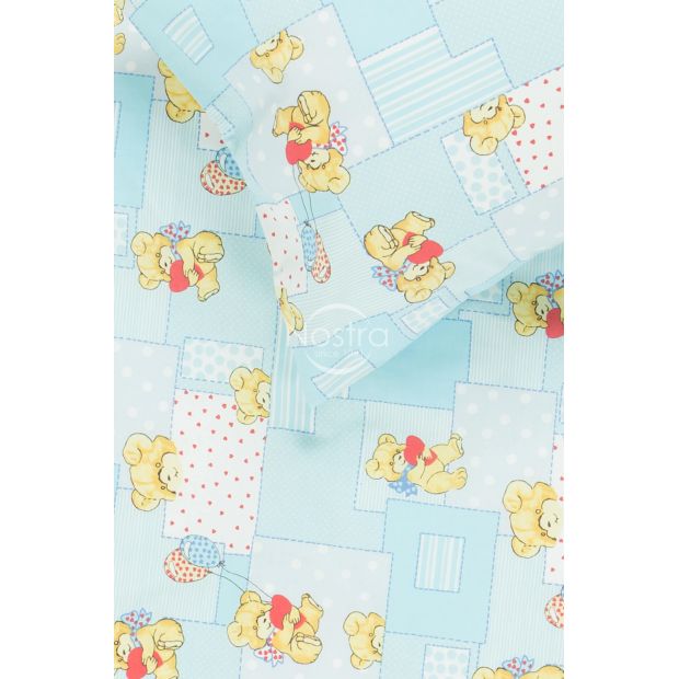 Bērnu katūna gultas veļa LITTLE BEAR & HEARTS 10-0331-BLUE 100x145, 40x60, 107x150 cm