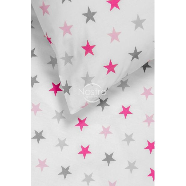 Bērnu katūna gultas veļa STARS 10-0052-L.GREY/L.PINK 140x200, 50x70 cm