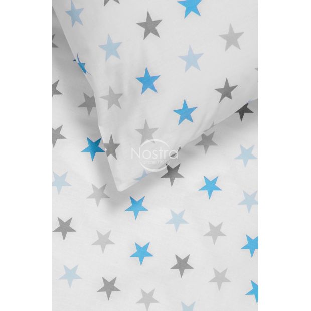 Bērnu katūna gultas veļa STARS 10-0052-L.GREY/L.BLUE 140x200, 50x70 cm