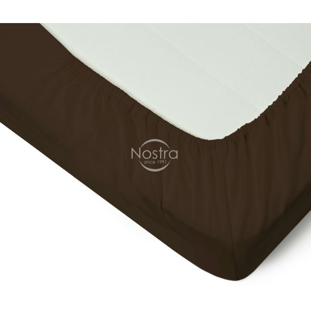 Fitted sateen sheets 00-0154-DARK BROWN 90x200 cm