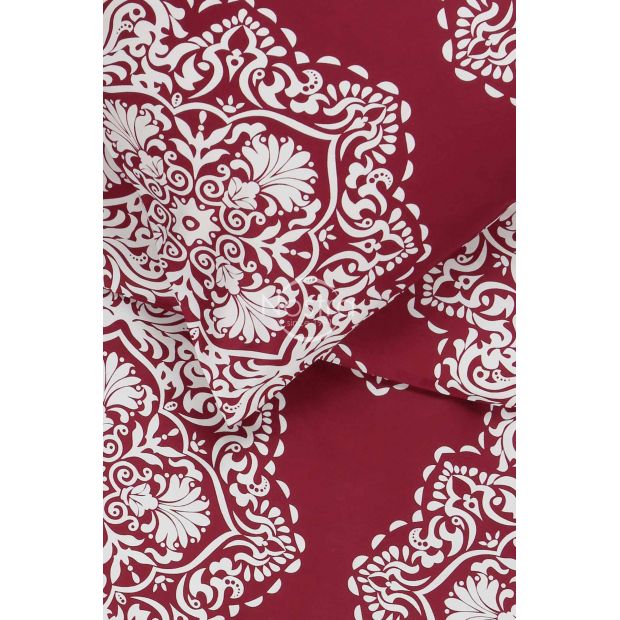 PREMIUM mako satīna gultas veļa CALI 40-1174-WINE RED 200x220, 50x70 cm
