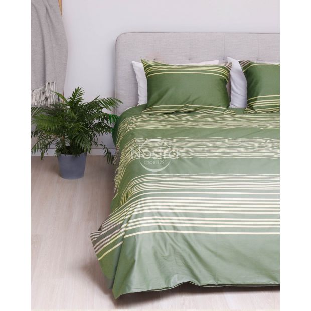 PREMIUM mako satīna gultas veļa CADENCE 30-0683-MOSS GREEN 140x200, 50x70 cm