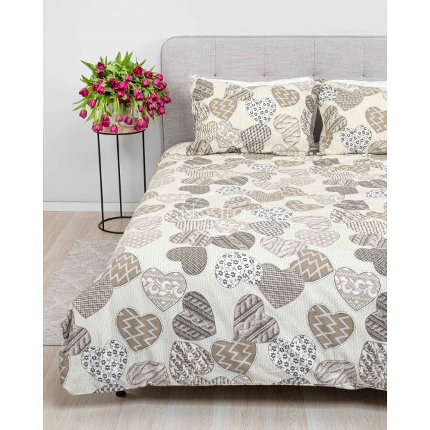 Flannel bedding set BAILEY 40-1439-BEIGE 200x220, 50x70 cm