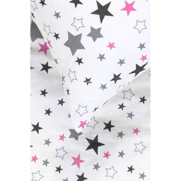 Bērnu katūna gultas veļa STARRY SKY 10-0475-WHITE PINK 140x200, 50x70 cm