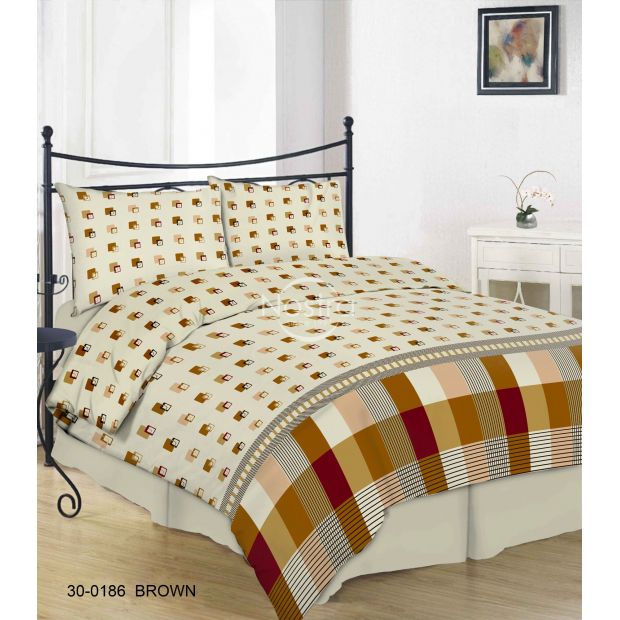 Kokvilnas gultas veļa DAWSON 30-0186-BROWN 200x220, 50x70 cm
