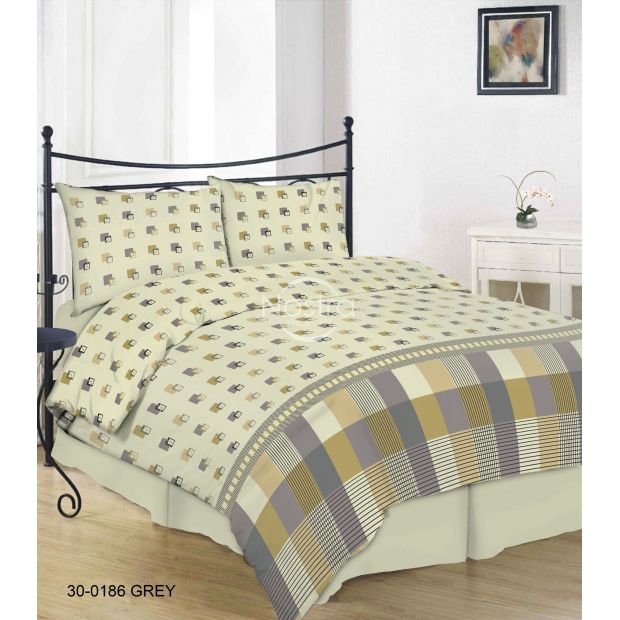 Kokvilnas gultas veļa DAWSON 30-0186-GREY 200x220, 70x70 cm