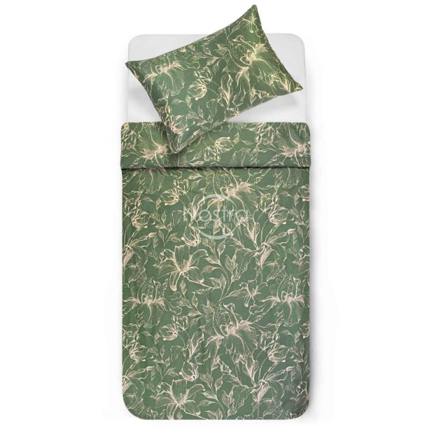 PREMIUM mako satīna gultas veļa COOPER 20-1732-GREEN 140x200, 70x70 cm