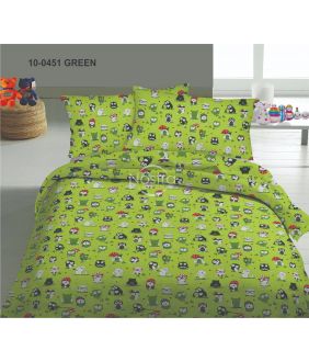 Bērnu katūna gultas veļa FRIENDLY OWLS 10-0451-GREEN