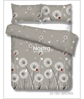 Polycotton bedding set FLOWERS 20-1891-BROWN 20-1891-BROWN